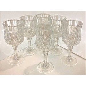 J.G. Durand Set of 6 Cristal D'arques 24% Lead Crystal Wine Glasses Longchamp